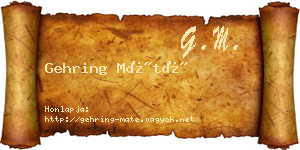 Gehring Máté névjegykártya